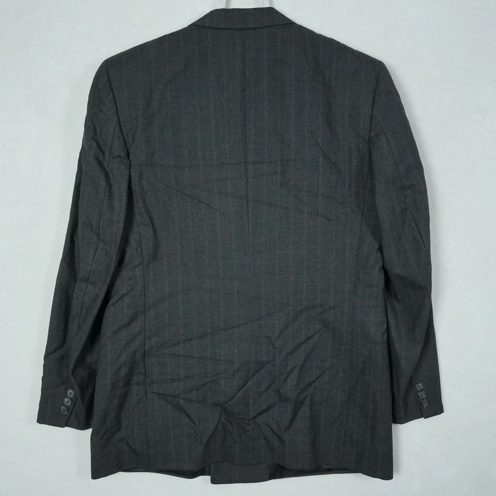 Vtg Burberrys Mens Charcoal Pinstripe Double Breasted Wool Suit Saks 5th 33x30